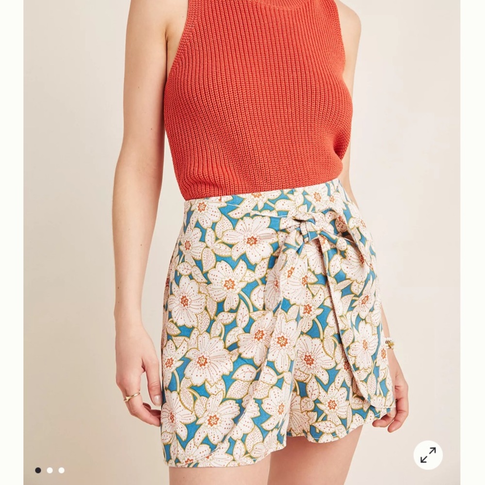 Anthropologie floral skirted shorts